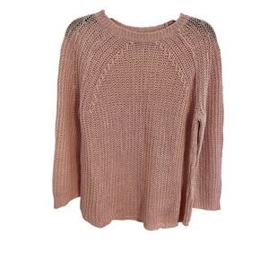 J. Crew Linen Beach Sweater Women Size Small Pink Relaxed Fit Open Knit Oversize